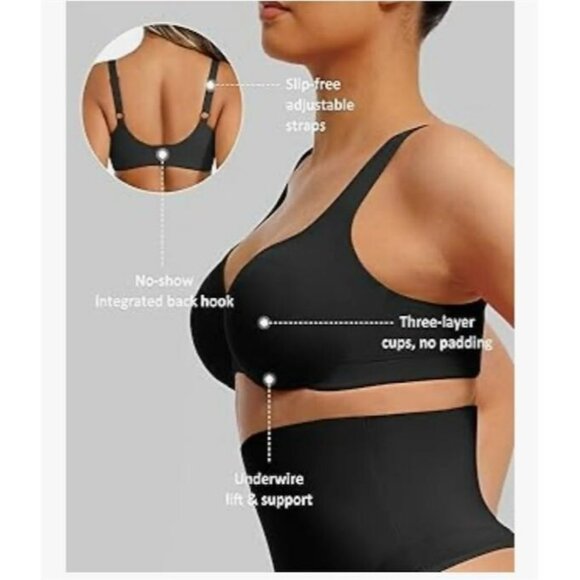 FeelinGirl Bra Women Unlined Underwire Full Coverage Seamless Plunge 38D - Picture 2 of 6